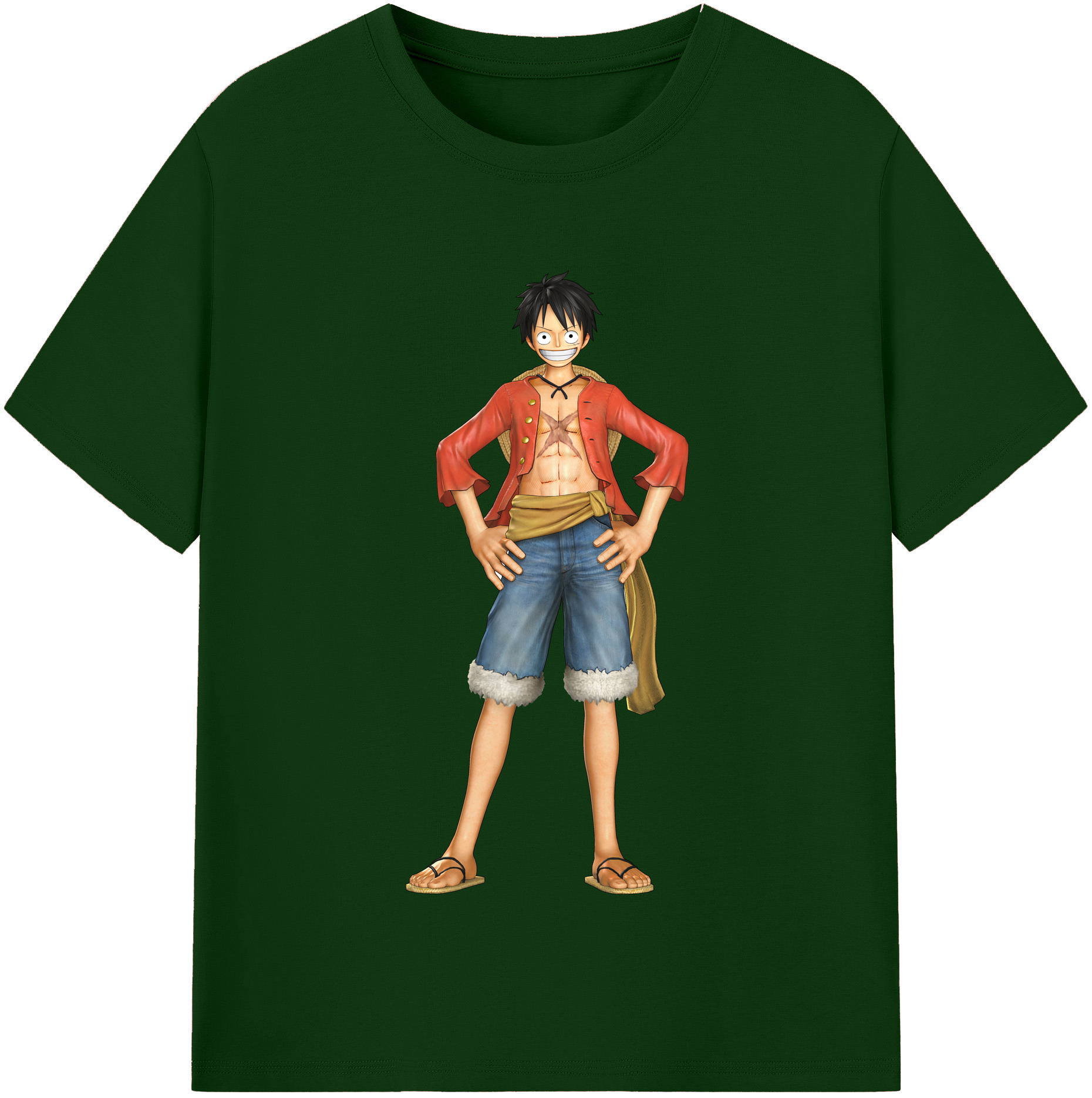 ワンピース モンキー・D・ルフィ ONE PIECE Monkey D. Luffy 綿100％半袖Tシャツ（フロントプリント）